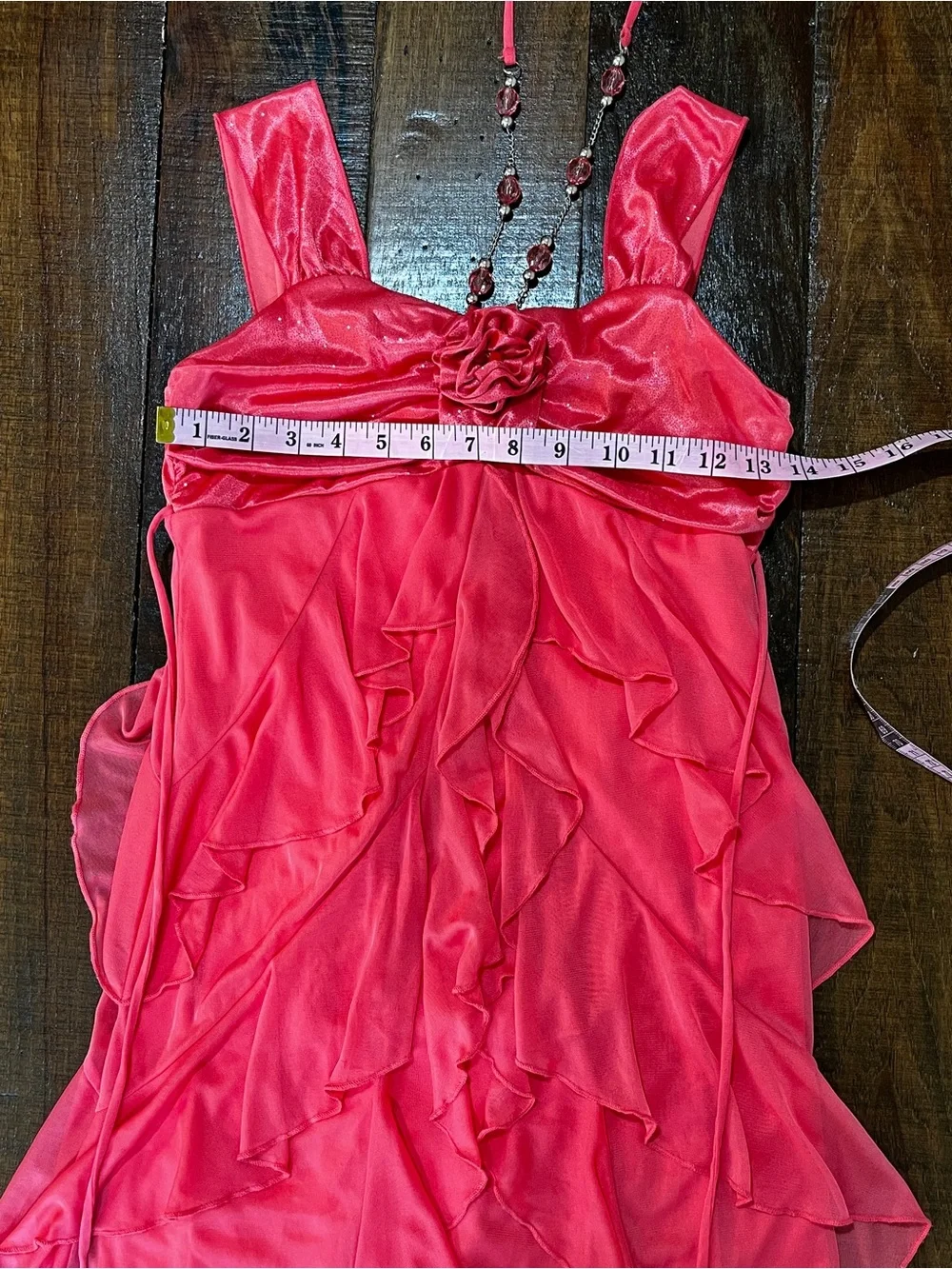 My Michelle Coral-Pink Beaded Halter Dress